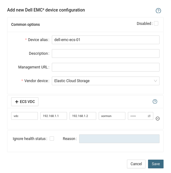 EMC ECS Storage monitoring