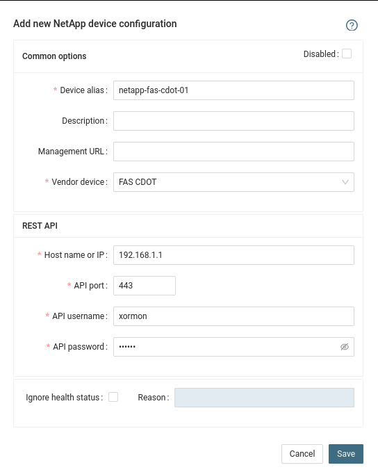 NetApp Storage monitoringREST API
